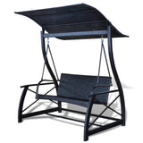 NNEVL Garden Swing Bench Poly Rattan Black 167x130x178 cm