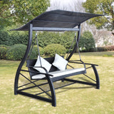 NNEVL Garden Swing Bench Poly Rattan Black 167x130x178 cm