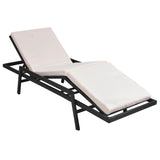 NNEVL Sun Lounger with Cushion Poly Rattan Black