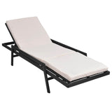 NNEVL Sun Lounger with Cushion Poly Rattan Black