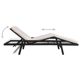 NNEVL Sun Lounger with Cushion Poly Rattan Black