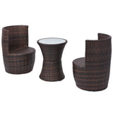 NNEVL 3 Piece Bistro Set with Cushions Poly Rattan Brown