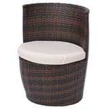 NNEVL 3 Piece Bistro Set with Cushions Poly Rattan Brown