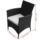NNEVL 9 Piece Outdoor Dining Set with Cushions Poly Rattan Black