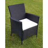 NNEVL 7 Piece Outdoor Dining Set with Cushions Poly Rattan Black