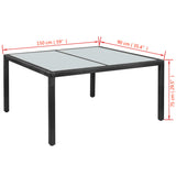 NNEVL 7 Piece Outdoor Dining Set with Cushions Poly Rattan Black