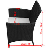 NNEVL 7 Piece Outdoor Dining Set with Cushions Poly Rattan Black