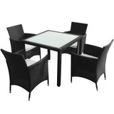 NNEVL 5 Piece Outdoor Dining Set with Cushions Poly Rattan Black