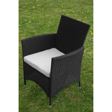NNEVL 5 Piece Outdoor Dining Set with Cushions Poly Rattan Black
