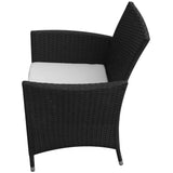 NNEVL 5 Piece Outdoor Dining Set with Cushions Poly Rattan Black