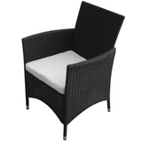NNEVL 5 Piece Outdoor Dining Set with Cushions Poly Rattan Black