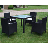 NNEVL 5 Piece Outdoor Dining Set with Cushions Poly Rattan Black