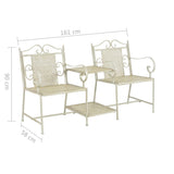 NNEVL 2 Seater Garden Bench 161 cm Steel White