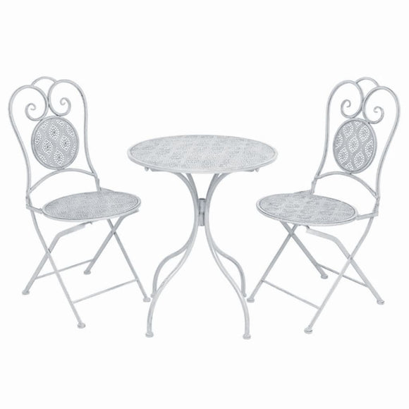 NNEVL 3 Piece Bistro Set Steel Greyish White