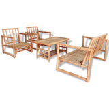 NNEVL 4 Piece Garden Lounge Set with Cushions Bamboo