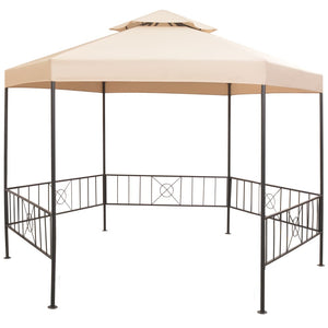 NNEVL Garden Marquee Gazebo Pavilion Tent Hexagonal Beige 323x265 cm