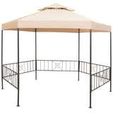 NNEVL Garden Marquee Gazebo Pavilion Tent Hexagonal Beige 323x265 cm