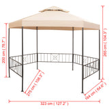 NNEVL Garden Marquee Gazebo Pavilion Tent Hexagonal Beige 323x265 cm