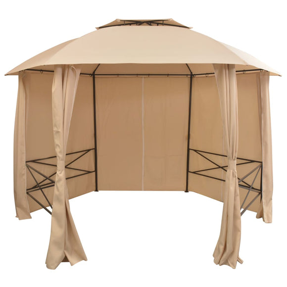 NNEVL Garden Marquee Pavilion Tent with Curtains Hexagonal 360x265 cm