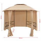NNEVL Garden Marquee Pavilion Tent with Curtains Hexagonal 360x265 cm
