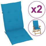 NNEVL Garden Chair Cushions 2 pcs Blue 120x50x3 cm