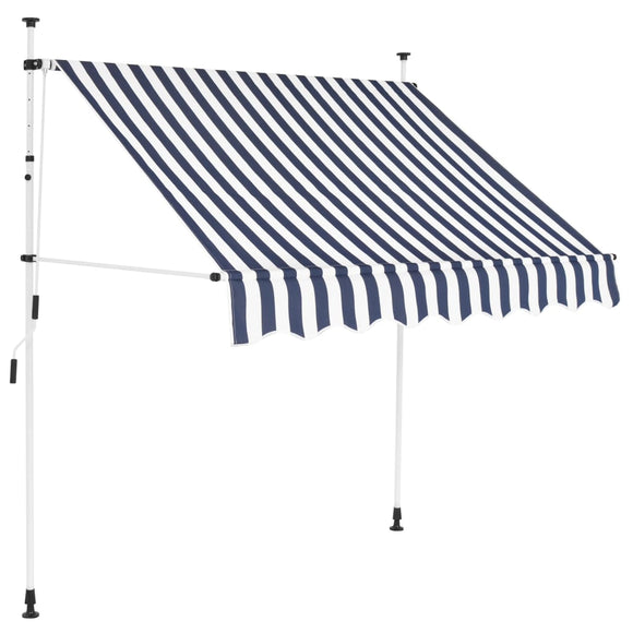 NNEVL Manual Retractable Awning 150 cm Blue and White Stripes