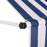 NNEVL Manual Retractable Awning 150 cm Blue and White Stripes