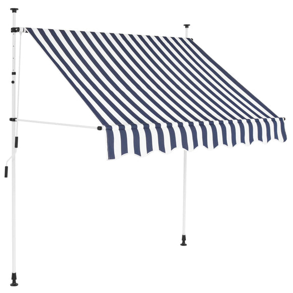 NNEVL Manual Retractable Awning 200 cm Blue and White Stripes