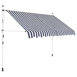 NNEVL Manual Retractable Awning 250 cm Blue and White Stripes