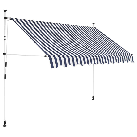 NNEVL Manual Retractable Awning 250 cm Blue and White Stripes