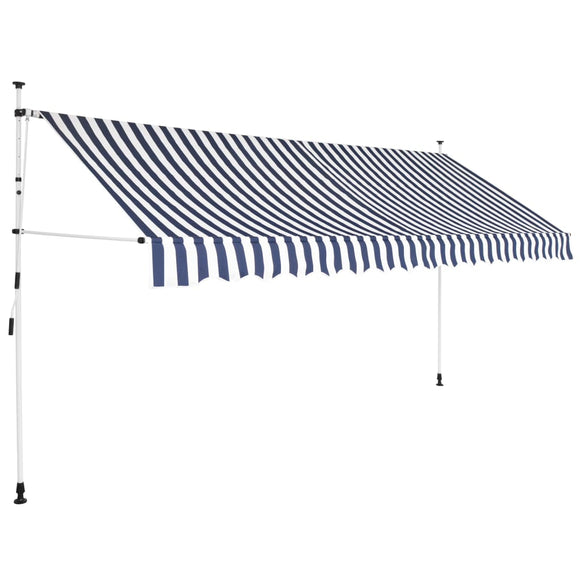NNEVL Manual Retractable Awning 350 cm Blue and White Stripes