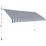 NNEVL Manual Retractable Awning 350 cm Blue and White Stripes