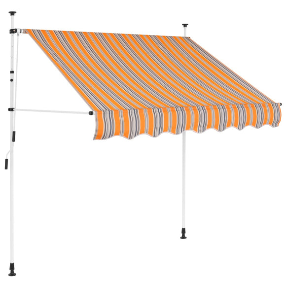 NNEVL Manual Retractable Awning 200 cm Yellow and Blue Stripes