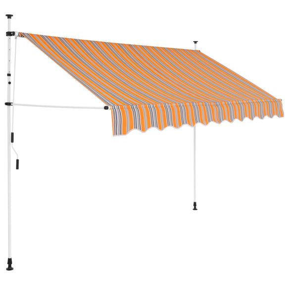 NNEVL Manual Retractable Awning 300 cm Yellow and Blue Stripes