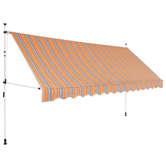 NNEVL Manual Retractable Awning 350 cm Yellow and Blue Stripes