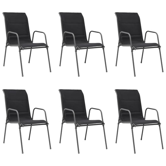 NNEVL Stackable Garden Chairs 6 pcs Steel and Textilene Black