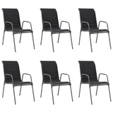 NNEVL Stackable Garden Chairs 6 pcs Steel and Textilene Black