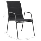 NNEVL Stackable Garden Chairs 6 pcs Steel and Textilene Black