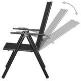 NNEVL 9 Piece Folding Outdoor Dining Set Aluminium Black