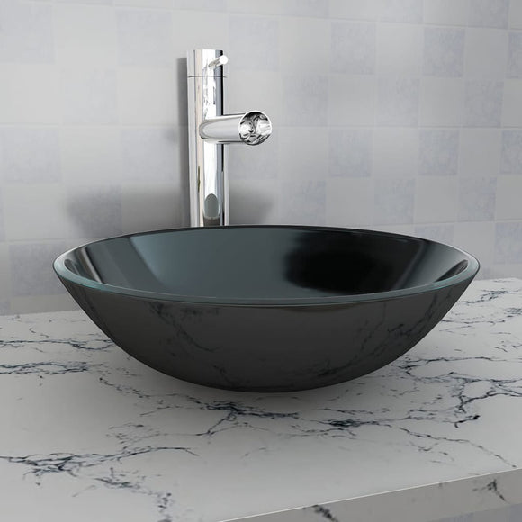 NNEVL Basin Tempered Glass 42 cm Black