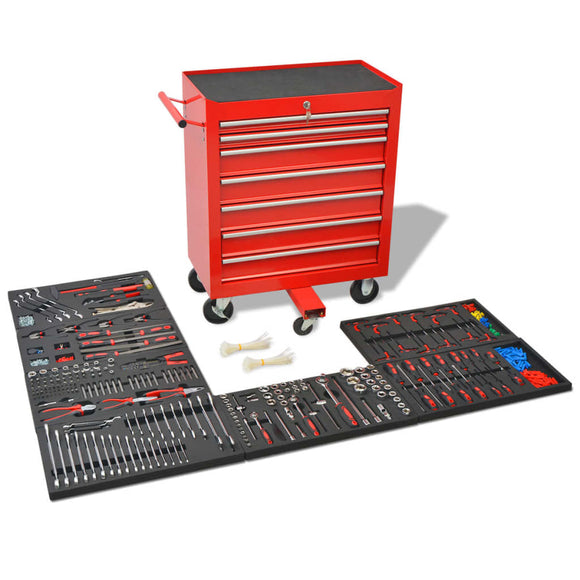 NNEVL Workshop Tool Trolley with 1125 Tools Steel Red