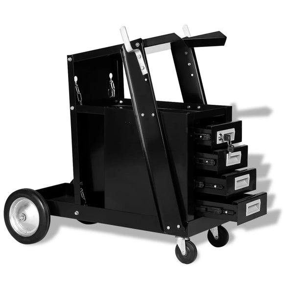 NNEVL Welding Cart with 4 Drawers Black