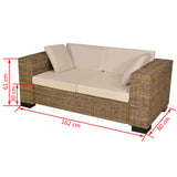 NNEVL Seven Piece 2-Seater Sofa Set Real Rattan