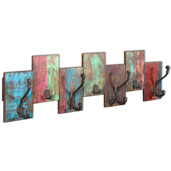 NNEVL Coat Rack with 7 Hooks Solid Reclaimed Wood