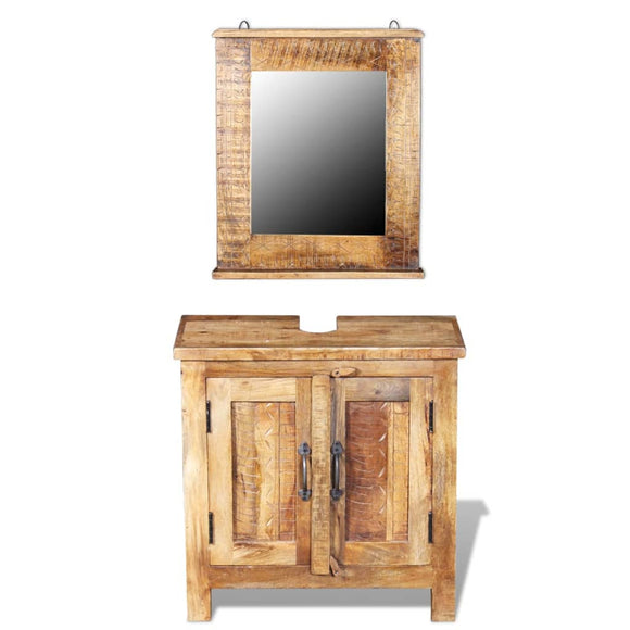 NNEVL Bathroom Vanity Cabinet with Mirror Solid Mango Wood