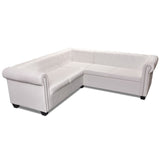 NNEVL Chesterfield Corner Sofa 5-Seater Artificial Leather White