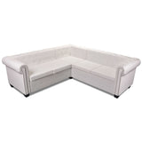 NNEVL Chesterfield Corner Sofa 5-Seater Artificial Leather White