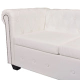 NNEVL Chesterfield Corner Sofa 5-Seater Artificial Leather White