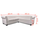 NNEVL Chesterfield Corner Sofa 5-Seater Artificial Leather White