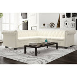 NNEVL Chesterfield Corner Sofa 5-Seater Artificial Leather White